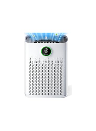 Air Purifiers for Home Large Room, Cover Up to 2400 Ft² with True HEPA Filter, Smart Mode, PM2.5 Air Quality Display, 22dB Sleep Mode, Aromatherapy with 2X-Purification & 360°Air Outlet, HAP603