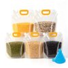 Airtight Grain Storage Bags with Handle, Reusable rice, grains, and legumes Storage Bags, Stand-up grain storage bag, ideal for kitchen (5L, 5 Pcs)