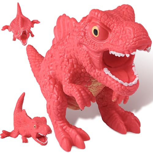 AiSiXin Dinosaur Stress Balls for Adults (Red), Dinosaur Spinosaurus Squishy Toys for Kids, Dinosaur Squishy Fidget Toys, Dinosaur Sand Filled Stretchy Stress Relief Squeeze Toy, Kids Party Favors