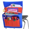 AKAYOK Chairback Buddy Pocket Chart, Chairback Pocket Chart, Chair Pockets for School Home Classroom Preschool Daycare, Seat Chair Storage Pocket with 6 Storage Pocket and Student Name Tag Slot (Red)