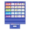 AKAYOK Standard Pocket Chart for Classroom, Clear 7 Pockets Words Chart with Extra Zip Pocket for School Home Office Fits Standard 3” Sentence Strips, Word Cards, Calendar, Visual Schedule (Blue)
