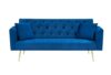 AKHLSASK 71" Convertible Loveseat Sofa Bed, Velvet Futon Couch for Small Spaces, Adjustable Backrest, 2-Seater Sleeper Sofa for Living Room, Apartment, Office, Blue