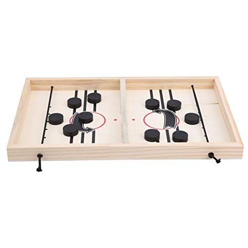 AKLOSIPY Games Toy Fast Puck Winner Board Desktop Battle in- Bumper Chess – Wood ’s Educational Hockey Game for Ages 4-12, Portable Tabletop Family Interactive Toy with Storage Box