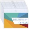 AKONEGE 12PCS Hard Sheet Protectors 8.5 x 11 Waterproof Resealable Zip Page Protectors Clear Hard Plastic Sleeves for Photos Birth Certificate, Heavy Duty Document Holder Wall Sign Holder, Horizontal