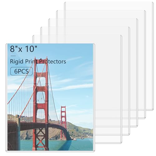 AKONEGE 6PCS 8" x 10" Rigid Print Protectors Clear Hard Plastic Page Sheet Protectors Photo Holder Poster Plastic Sleeves for Arts, Prints, Autograph Pictures, Photographs, Birth Certificate Protector