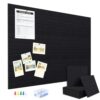 AKONEGE Felt Bulletin Board Tiles 12 Pack, 48" x 36" Cork Board Alternative, DIY Pin Board Wall Tiles for Photo Wall, Vision Board, Dorm Room & Home Office Decor, Stick-On with Adhesive Tabs, Black