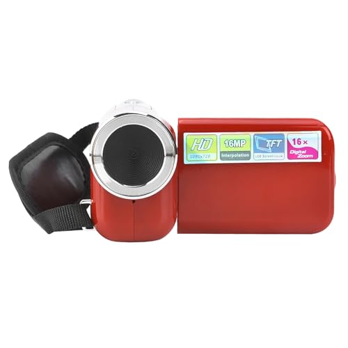 Akozon Kids Digital DV Camera Clear Resolution Video Photo Recorder Memory Card Slot Portable Children Recording Toy Vacation Event Gift Boys Girls Delivered Without Included Batteries (Red)