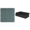 Akro-Mils 18"x19" Steel Wall Mount Louvered Panel with 6-Pack of 11 x16 x5 AkroBins Stackable Plastic Storage Bins (Black), Organization Bundle for Garage, Workshop, Classroom