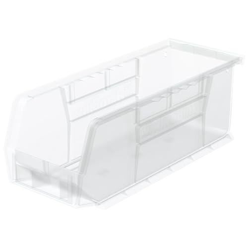 Akro-Mils 30224 AkroBins Plastic Storage Bins, Space-Saving Stackable Bins for Garage, Pantry, Craft Organization, 11" L x 4" W x 4" H, Clear, 12-Pack