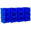 Akro-Mils 30237 AkroBins Plastic Storage Bins, Space-Saving Stackable Bins for Garage, Pantry, Craft Organization, 9" x 6" x 5", Blue, 12-Pack