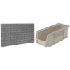 Akro-Mils 36"x19" Steel Wall Mount Louvered Panel with 12-Pack of 11"x4"x4" AkroBins Stackable Plastic Storage Bins (Stone), Organization Bundle for Garage, Workshop, Classroom