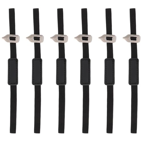 Alasum 6pcs Black Pu Leather Elastic Bookmark Band for Notebooks and Planners with Built-in Line Pointer and Spot Marker, Stretchable and Sturdy Journal Band for Readers and Professionals