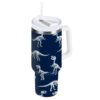 ALAZA 40 oz Dinosaur Skeletons Tumbler with Handle and Straw Lid