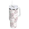 ALAZA 40 oz Hippo Pink Heart Tumbler with Handle and Straw Lid