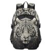 ALAZA Hand Drawn Tiger Black Backpack with Mulitiple Pockets for School Travel Outdoor College, 17.5 inch Laptop Backpack for Men and Women