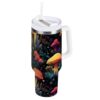 ALAZA Mushroom with Leaves 30oz Tumbler with Handle Lid and Straw Insulated Stainless Steel Vacuum Cup Travel Coffee Mug for Men Women