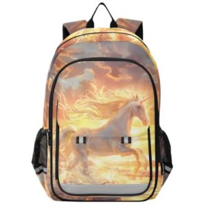 ALAZA Unicorn Running on The Beach at Sunset Laptop Backpack Purse for Women Men Travel Bag Casual Daypack with Compartment & Multiple Pockets