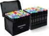 Alcohol Markers 80 Colors with Base Dual Tip Art Drawing Markers for Kids Students and Adults Comics Sketching Illustration - Refillable