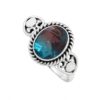 Alexandrite Quartz Ring for Women Handmade 925 Silver Plated Oval Gemstone Ring Handmade Vintage Rope Bezel Statement Ring Artisan Boho Jewelry Anniversary Birthday Gift for Her
