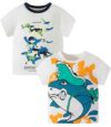 ALEXZV Toddler Boy' Shirts 2 Packs Dinosaur Short Sleeve Tops T-Shirt Size for 3-6 Years (US, Age, 4 Years, 5 Years, 2PA)