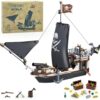 ALEYOOTECHE 408 PCS Skeleton Corsair Pirate Ship Building Set, Sailboat Model Kit with Cannons, Nautical Adventure Boat Construction Blocks Set for Adults & Teens Collections Enthusiasts
