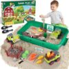 Aliex Farm Sensory Bin, Sensory Kits with Play Sand for Toddlers Ages 3-8