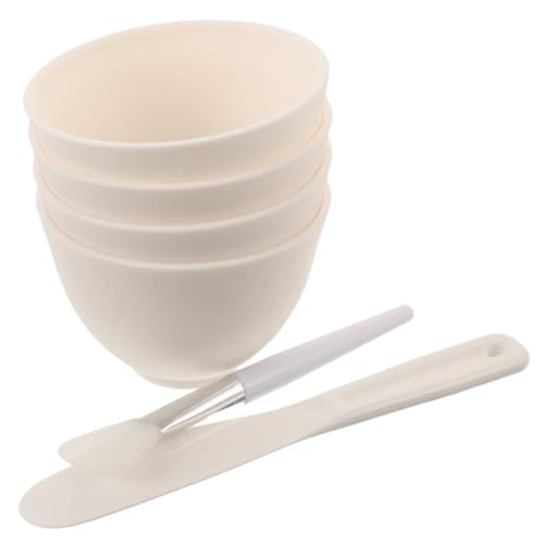 Alipis Professional Facial Mask Tool Kit with 4 Curved 300ml Silicone Mixing Bowls and Brush Spatula Set for Spa and Salon Use, Temperature Resistant Skincare Mixing Bowl Minimizing