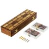 A LIST PRODUCTS Sheesham Wood Cribbage Board Set - 2 Decks of Playing Cards | 6 Solid Brass Pegs | Wooden Strategy Game | 10 x 3 x 2.75 Inch