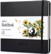 ALKALO Square Sketchbook for Drawing, 120 Pages Sketch Book, 122LB/180GSM Thick Paper, Mixed Media Sketchbook for Charcoal Pencil, Inks Pen, Colored Pencil, Acrylic Marker, Oil Pastel