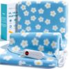 ALLJOY Heating Pad for Back Pain Relief, Flower Soft Heating Pad for Period Cramps, Birthday Gifts for Women Mom, Heating Pad for Back Shoulder Neck Leg, 24" x 11",Blue