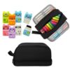 allydrew 4 Compartment Pencil Case Set, Pencil Pouch and Erasers with Clean Up Roller, Black