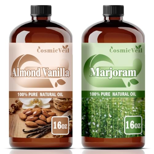 Almond Vanilla Essential Oil and Marjoram Essential Oil 16 Fl Oz (480Ml) Fragrance Oil for Aroma Diffuser,Humidifier,Home Fragrance,Spa,Cleaning,Body Care,Massage,Yoga,DIY Candle