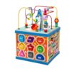 Alomejor Large Wooden Bead Maze Activity Cube, Multifunctional Educational Toy with Counting Beads for Toddlers