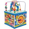 Alomejor Wooden Activity Cube, Multifunctional, Counting Beads and Shape Sorter, Bead Maze Activity Cube,Preschool Learning, for Toddlers 1 2 3 Year Old