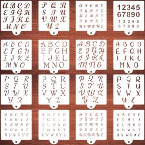 Alphabet Letter Stencils for Cookies Baking - 16 Pack Letter and Number Stencil Templates for Cakes Cookies Baking, Reusable Letter Stencils for Wood Crafts Painting & Cake Cookie Airbrush Decorating