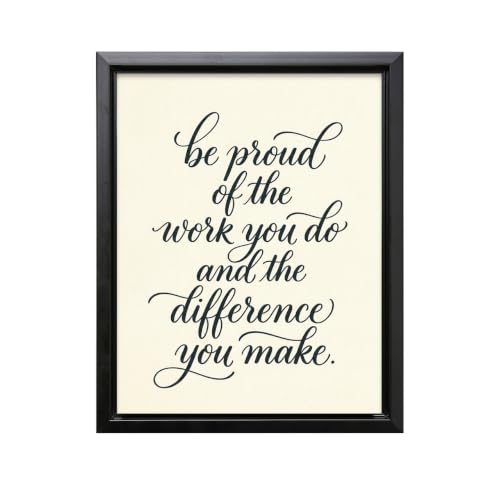 ALPINE INK CO. Be Proud of Your Work Canvas Poster - Motivational Quote Artwork - Elegant Hand Lettered Script Design - Home Office Bedroom Wall Decor - 18x24 Black Framed Canvas Print