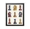 ALPINE INK CO. Chess Art Canvas Poster - Stylized Pawns and Knights Artwork - Modern Strategy and Board Game Design - Boys Room Home Office Wall Decor - 8x10 Black Framed Canvas Print
