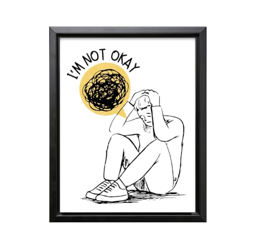 ALPINE INK CO. I'm Not Okay Canvas Poster - Mental Health Awareness Design Style - Motivational Quote Artwork - Living Room Bedroom Office Studio Wall Decor - 8x10 Black Framed Canvas Print