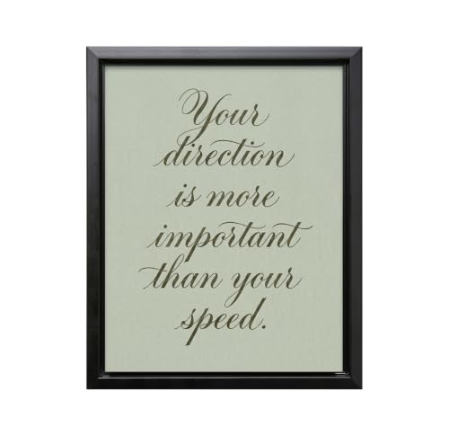 ALPINE INK CO. Motivational Quote Canvas Poster - Your Direction is More Important Typography - Elegant Script Artwork - Home Office Bedroom Wall Decor - 16x20 Black Framed Canvas Print