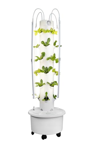 ALTO GARDEN GX Hydroponic Tower | Vertical Planter Tower | Hydroponics Growing System Kit | Food Grade with 24 Net Pots (with LED Grow Lights)