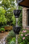Aluminium Black Cup Rain Chain for Downspout, Flower Cup Design 8.5 feet