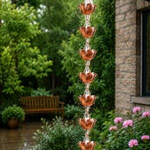 Aluminium Rain Chain with Flower Cups, Gutter Downspout Replacement 8.5 feet