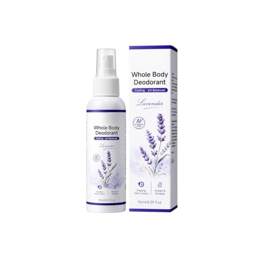 Aluminum Free Whole Body Deodorant Spray, Lavender Deodorant Body Mist for Women and Men, Quick-Drying, Long-Lasting Odor Control for Underarms & Full Body, Soothes & Refreshes Skin