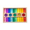 Amagogo 40 Pieces Rainbow Building Blocks Acrylic Cubes Stacking Game Educational Toy with Wooden Storage Box Suitable for Sensory Training Early Childhood, 35pcs