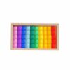 Amagogo Children Building Blocks Acrylic Blocks Wooden Tray Square Stacking Set Translucent Glossy Pieces Interactive Building Color Recognition Suitable for