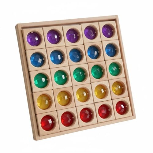 Amagogo Children Building Blocks Acrylic Gem Blocks Wooden Base Stacking Toys Sorting Set Pattern Discovery Material Catching Acrylic Suitable for Preschool Classroom Kindergarten Home Play