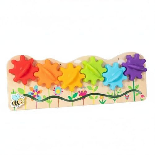 Amagogo Children Learning Gear Wooden Busy Board Activity Toy with Gear Matching Tasks Problem Solving Early Exploration Screen Play Suitable for Preschool Home Travel, Bee Garden Scene