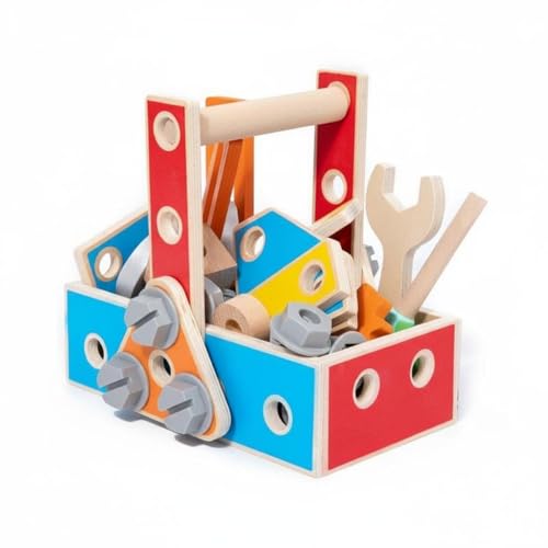 Amagogo Children Repairing Blocks Wooden Building Set Construction Kit Tool Box with Wrench Screwdriver Nuts and for Role Play Repair Scenarios Suitable for Preschool Activities