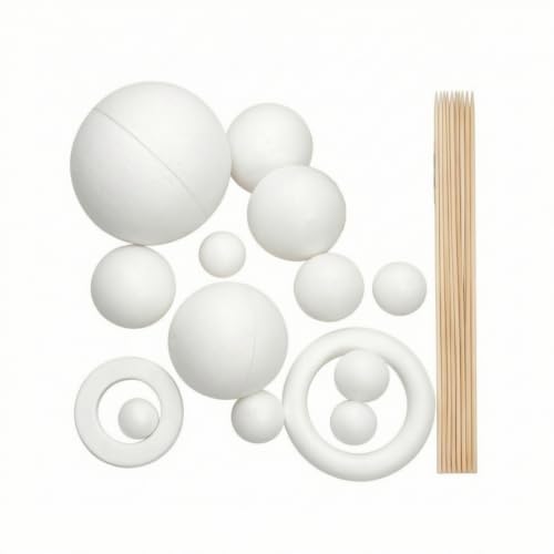 Amagogo Set Solar System Model Kit Planetary Kit Foam Sphere Set Wooden Stick Set Unpainted for Painting and Decorating Suitable for Classroom Projects homeschooling Science fairs Teaching aids