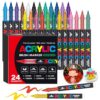 Amamao Acrylic Paint Markers, Soft Brush Tip Pens and Markers, Acrylic Paint Pens for Wood, Stone, Canvas, Glass, Fabric, Egg, Rock Painting and DIY Crafts Art Supplies (24)